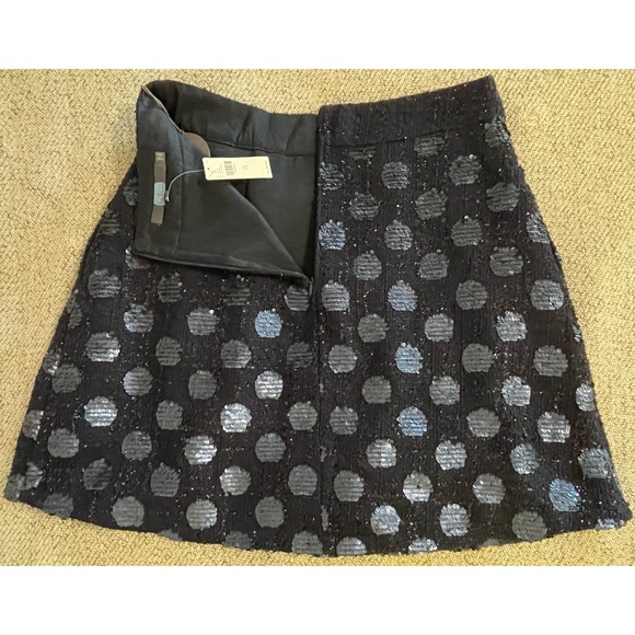 Anthropologie Eva Franco Navy Blue Sequined Polka Dot Mini Skirt NWT Size 14 (L) - Picture 12 of 14